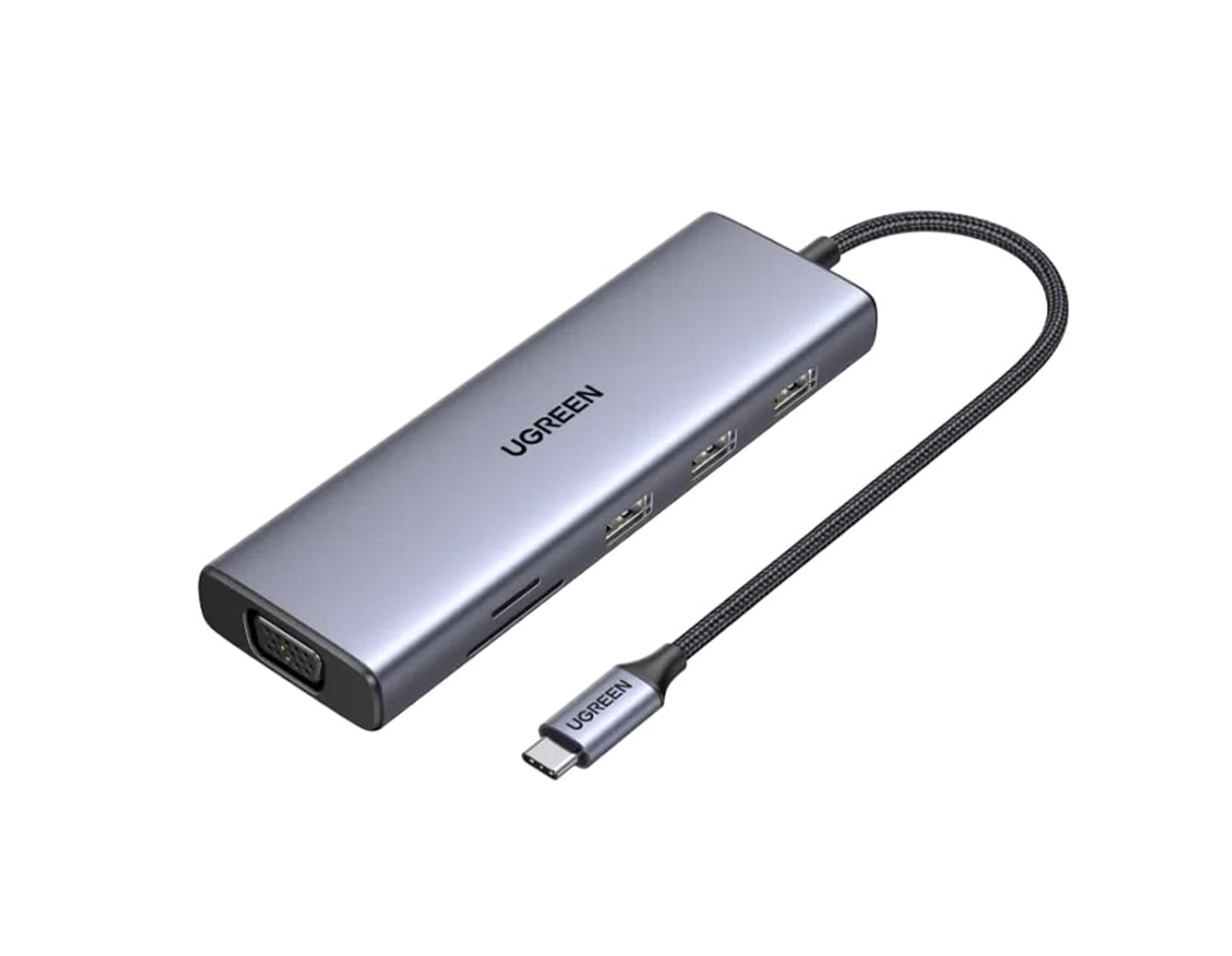 UGREEN 10-portni USB-C HUB 3×USB-A 3.0, 1xUSB- C PD, VGA, 4K, HDMI, 1xG-LAN, 1xSD, 1xTF, 3.5mm