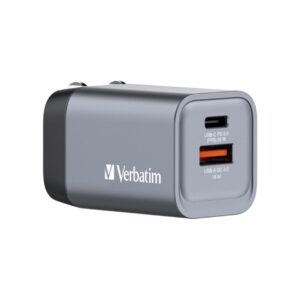 Verbatim GNC-35 GaN zidni punjač 35W, 1×USB-C PD 35W / 1×USB-A QC3.0