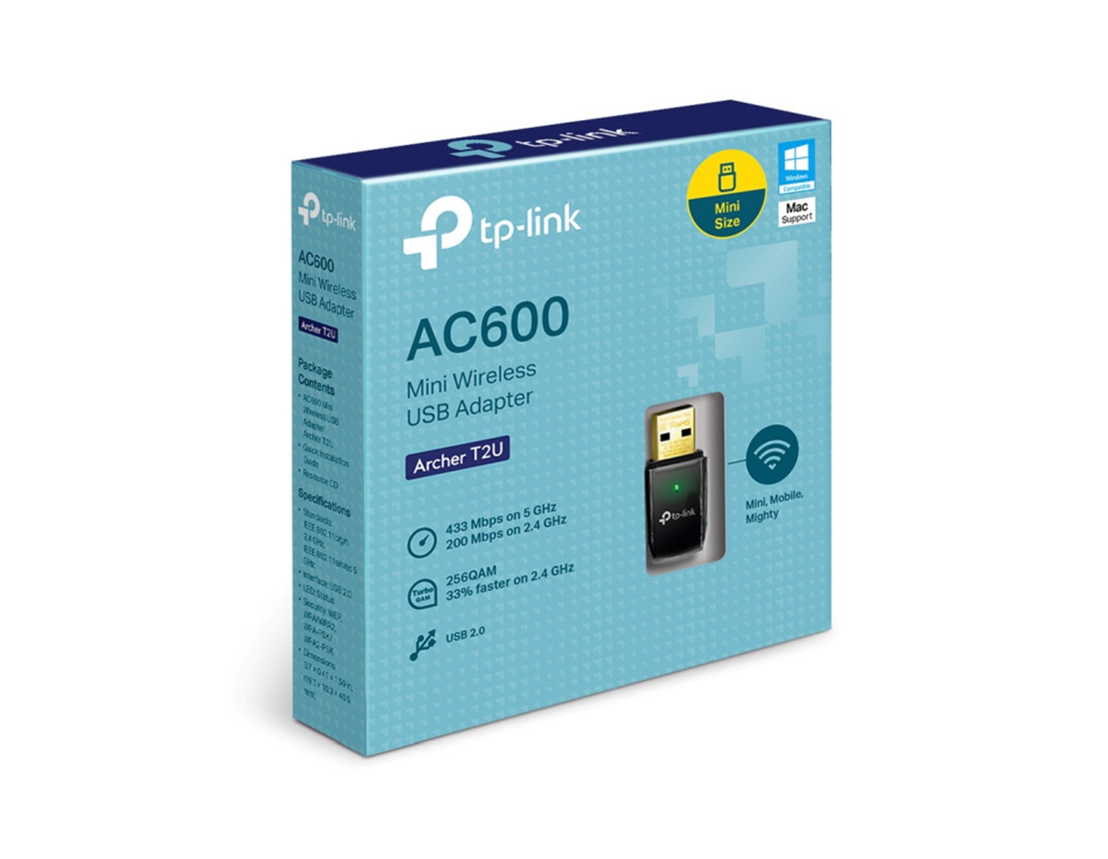 TP-Link AC600 Archer T2U bežični Dual-Band USB adapter 150Mbps/433Mbps (2.4GHz/5GHz), 802.11a/b/g/n/ac, WPA2/WPA