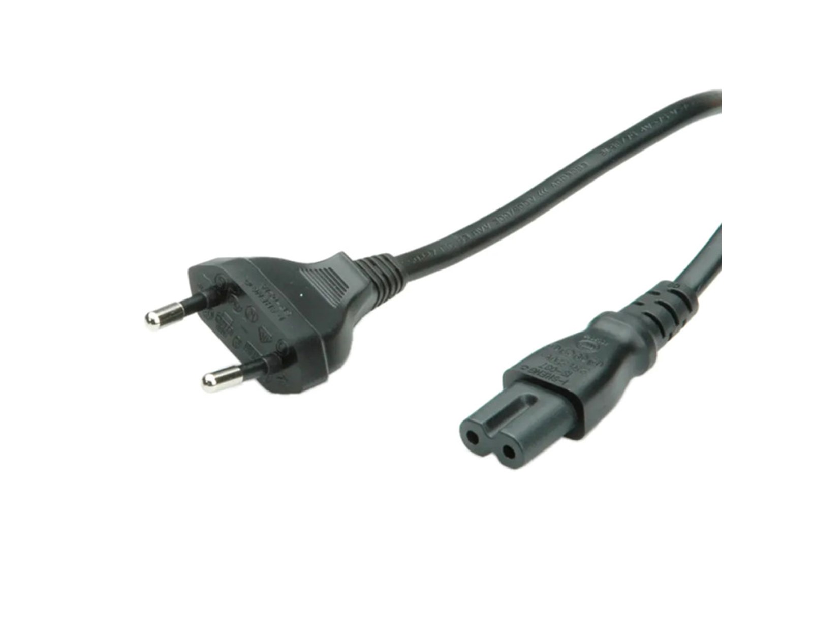 Naponski kabel 2-polni, IEC320 C7 kutni, 1.8m, crni