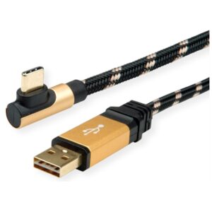 Kabel USB-C - USB A kutni, 1.0m, crno/zlatni