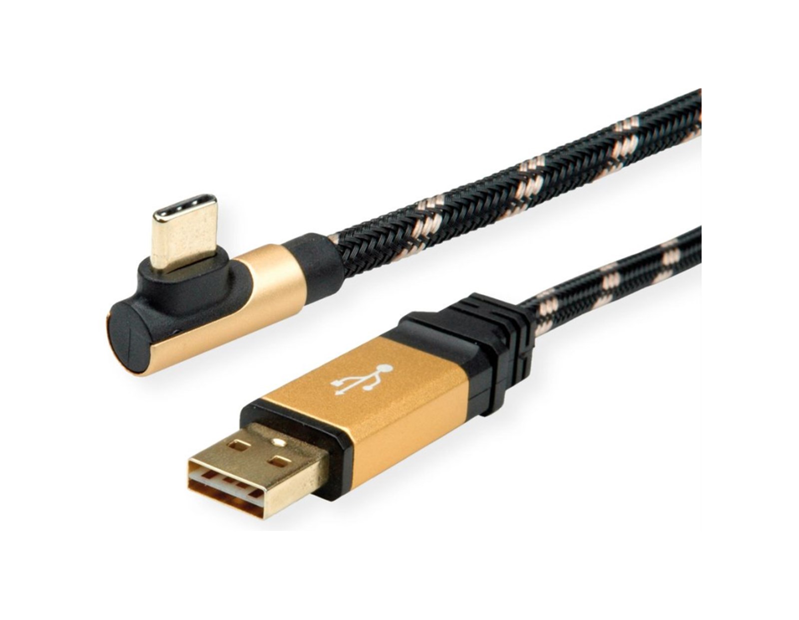 Kabel USB-C - USB A kutni, 1.0m, crno/zlatni