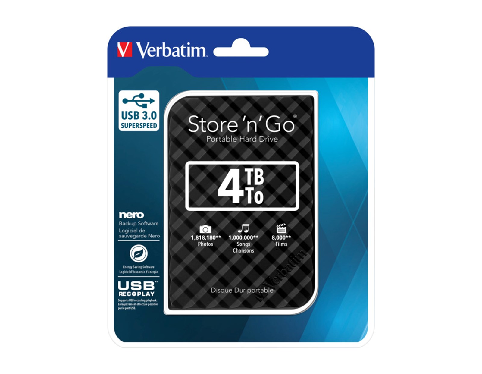 Verbatim 2.5" Store'n'Go 4TB vanjski HDD, USB3.0 Gen2, crni