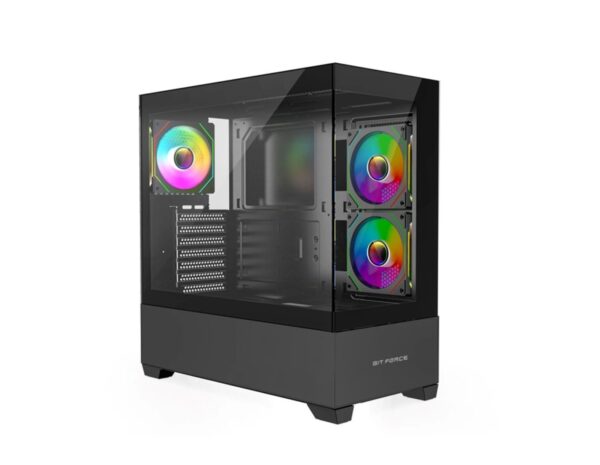 Bit Force SPARK ARGB-TG3 Midi Tower ARGB Gaming PC ATX kućište bez napajanja, crno
