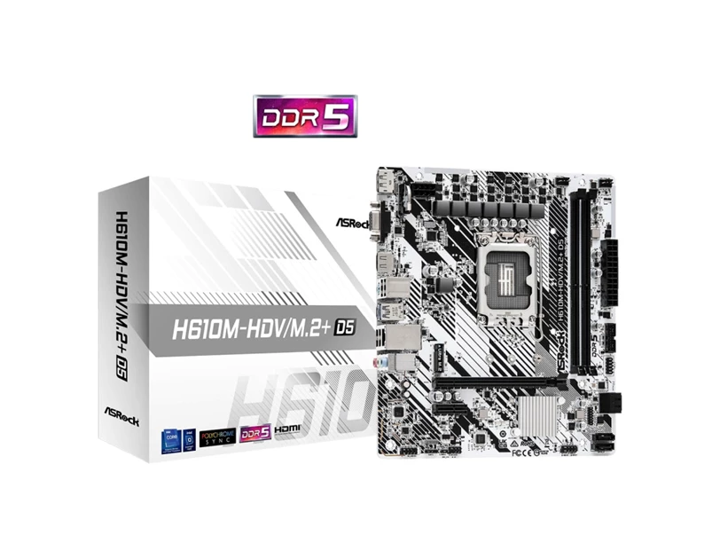 ASRock MB H610M-HDV/M.2+, S.1700, DDR5/5600MHz, PCIe 4.0, G-LAN, VGA/DP/HDMI, mATX