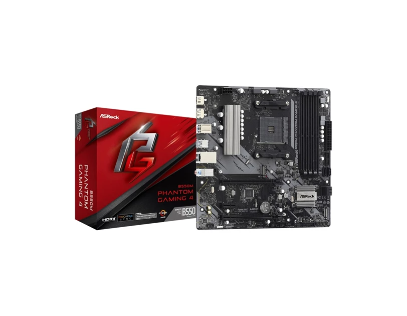 Asrock AMD B550M Phantom Gaming 4, S. AM4, 4× DDR4/ 4733 MHz(OC), PCIe 4.0, DP/HDMI, mATX