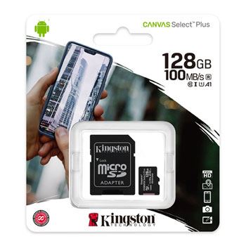 Micro SD Card 128GB Sanvas Select Plus 100R A1 C10 Card + ADP Kingston