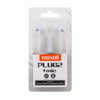 Maxell Plugz + mic slušalice, bijele