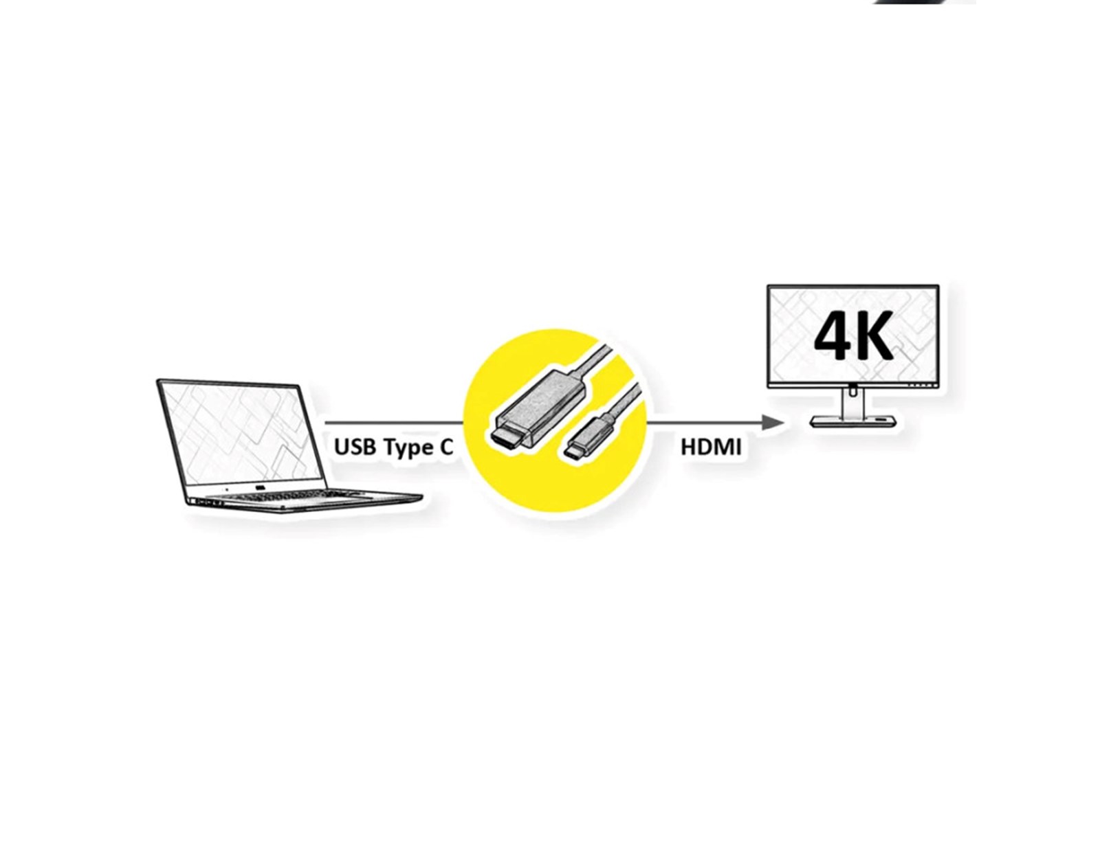 Roline VALUE USB-C - HDMI kabel, M/M, 1.0m, crni - Slika 2