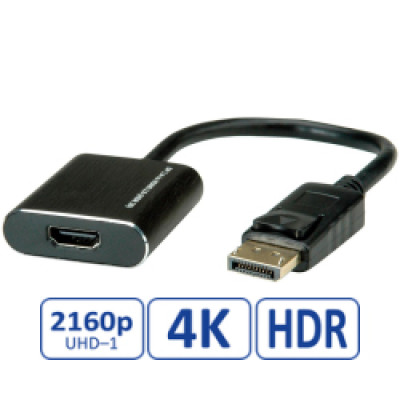 Adapter DisplayPort - HDMI, M/F, v1.4, aktivni, 4K60, 0.15m, Roline