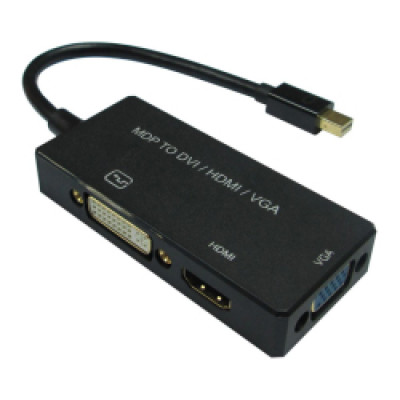Adapter Mini DisplayPort - VGA/DVI/HDMI, M/F, v1.2, aktivni, 0.1m, Roline VALUE