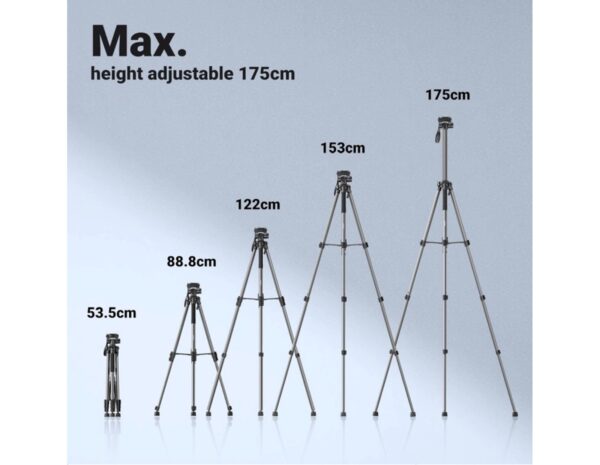 UGREEN LP661 Stativ tripod za foto i video, nosivost 5kg, visina 53.5-175cm, 360° Pan,180° Tilt, za mobitele, akcijske kamere, DSLR fotoaparate, ručne kamkordere, projektore - Slika 3