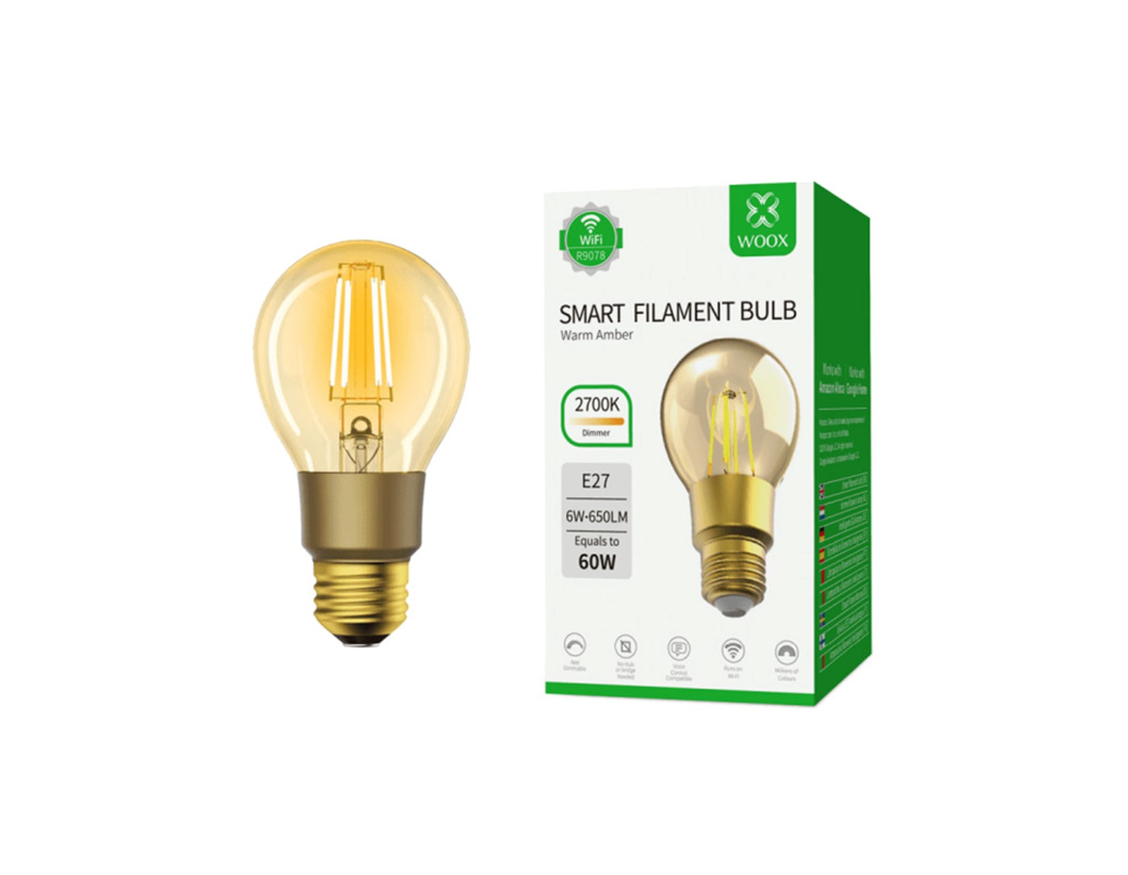 WOOX WiFi Smart LED žarulja E27, 6W, 650lm, 2700K