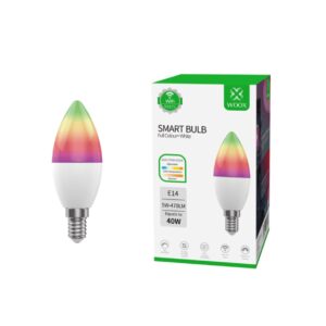 WOOX WiFi Smart LED RGB+CCT žarulja E14, 5W, Dimabilna