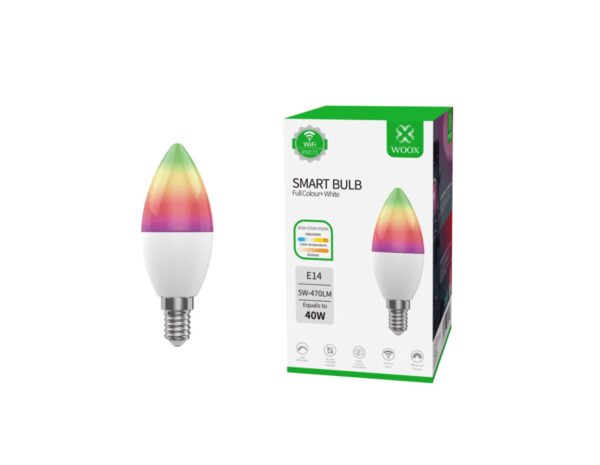 WOOX WiFi Smart LED RGB+CCT žarulja E14, 5W, Dimabilna