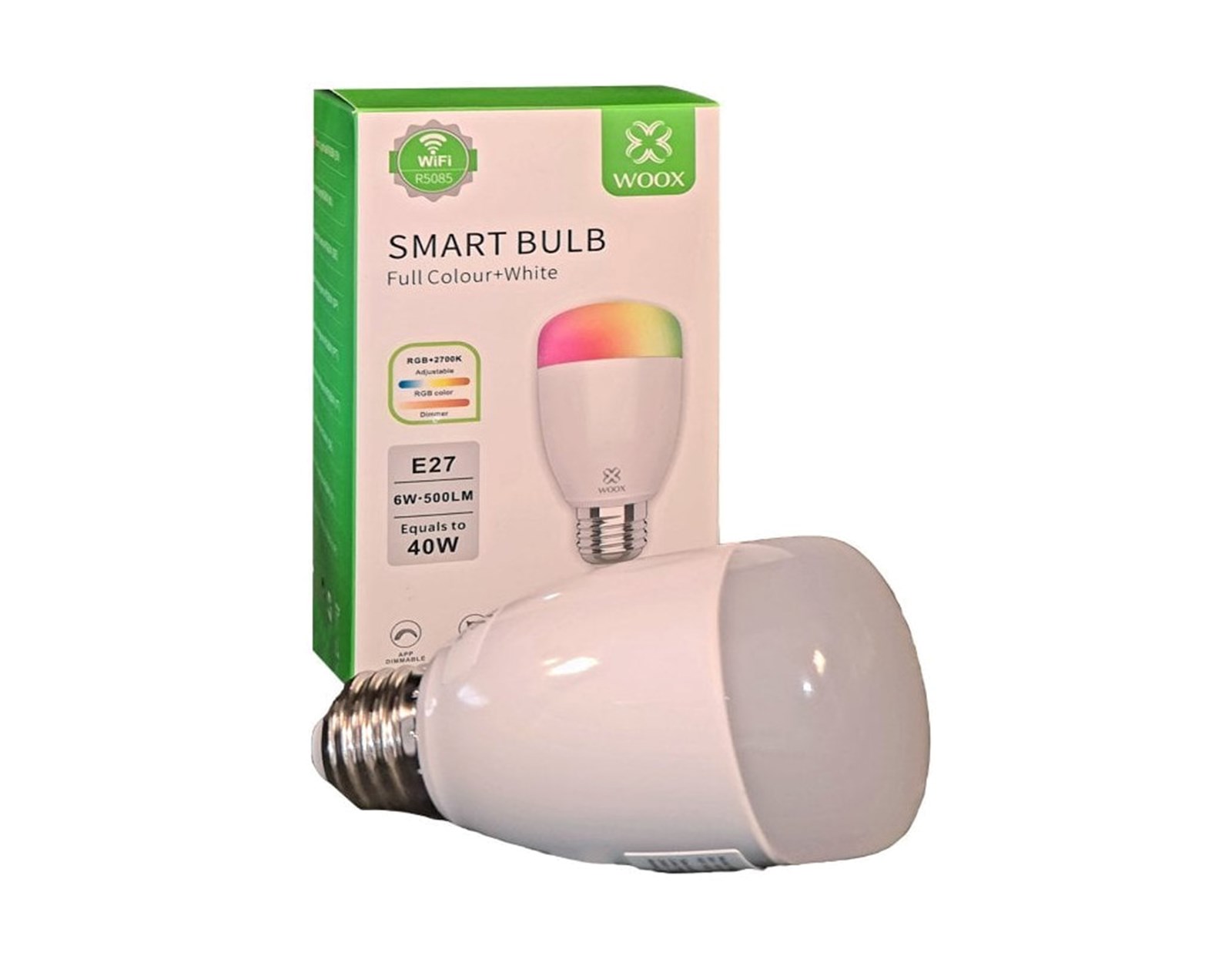 WOOX WiFi Smart LED RGB+CCT žarulja E27, 6W, dimabilna