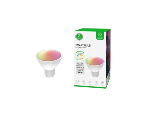 WOOX WiFi Smart LED Spot RGB+CCT žarulja GU10, 5.5W, 400lm, 2700-6500K, WooxHome app, glasovna kontrola - Alexa & Google Assistant (R9076)
