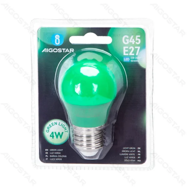 Žarulja E27 LED 4W G45 A5 kugla , Zelena , Aigostar - Slika 2