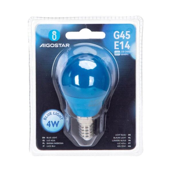 Žarulja E14 LED 4W G45 A5 kugla , Plava , Aigostar - Slika 2