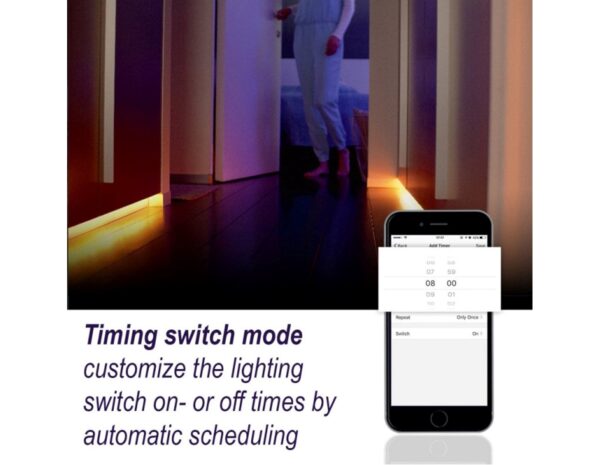 WOOX WiFi Smart LED traka RGB + toplo bijela, 5m, 24W, 150 LED, vodootporna, WooxHome app, glasovna kontrola - Alexa & Google Assistant (R5093) - Slika 3