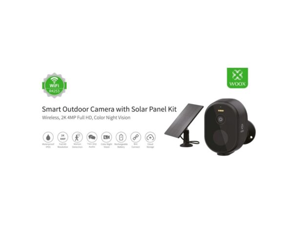 WOOX WiFi Smart vanjska kamera + solarni panel, Ultra HD 2K microSD (max. 128GB), IP65 vodootporna, Alexa & Google Assistant, WooxHome app (R4253) - Slika 6