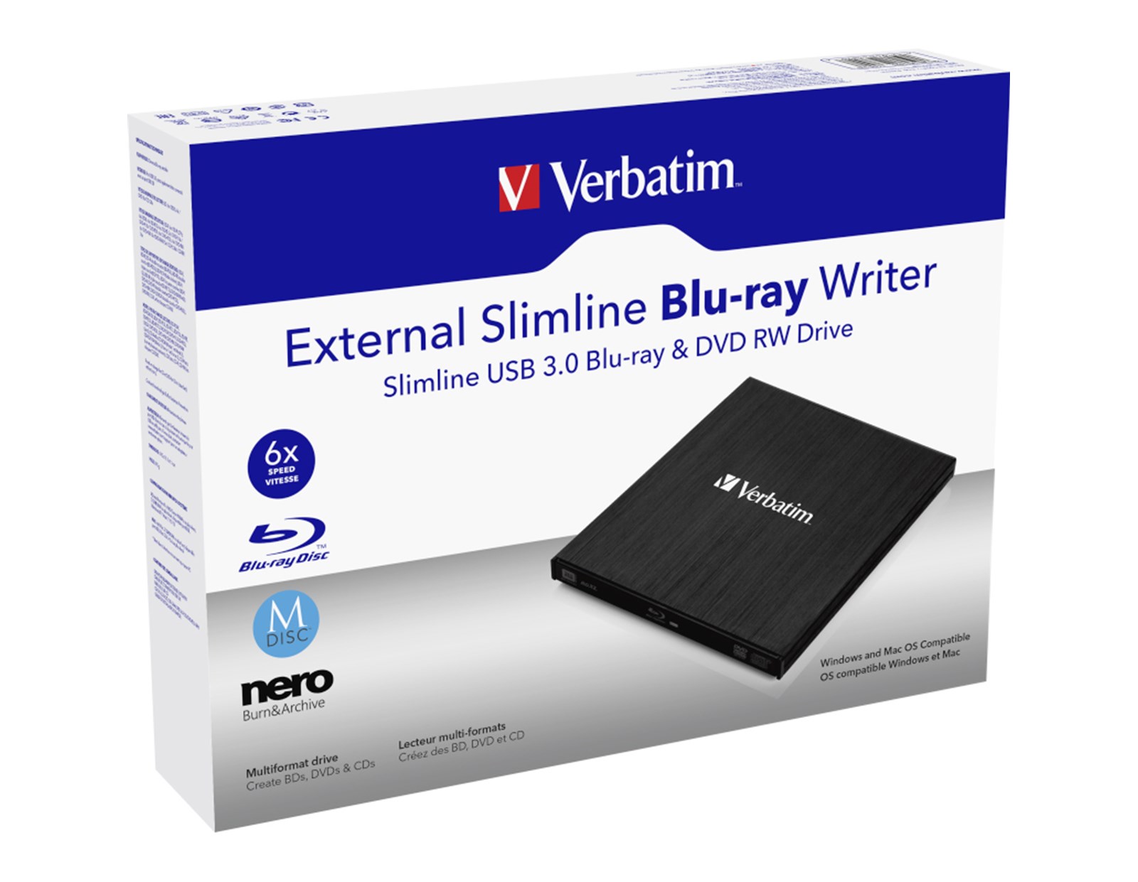 Verbatim Blu-Ray Slimline vanjski snimač, M-Disc kompatibilan, USB3.0