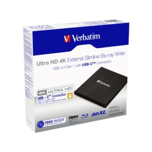 Verbatim Blu-Ray Slimline Ultra HD 4K vanjski snimač, M-Disc kompatibilan, USB3.2 (USB-C)