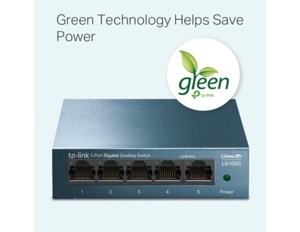 TP-Link LiteWave 5-Port Gigabit Desktop preklopnik (Switch), 5×10/100/1000 RJ45 Ports, metalno kučište,LS105G - Slika 2