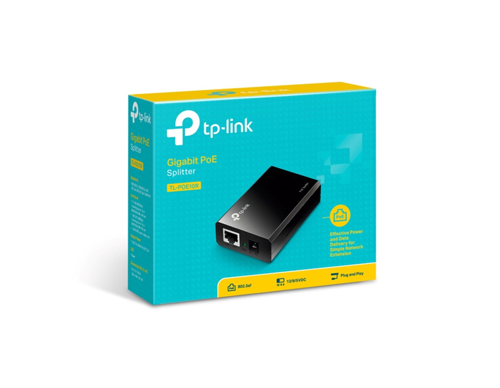 TP-Link PoE Splitter adapter, IEEE 802.3af compliant, 5V/12V izlazni napon, plastično kućište,PoE10R