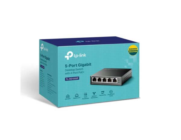TP-Link 5-port Gigabit PoE preklopnik (Switch), 5×10/100/1000M RJ45 ports, 4×PoE ports, metalno kućište (56W), TL-SG1005P