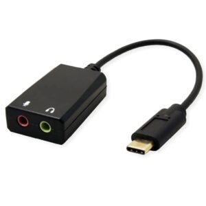 Adapter USB-C - 2×3.5mm audio, M/F, 0.13 m, Roline VALUE