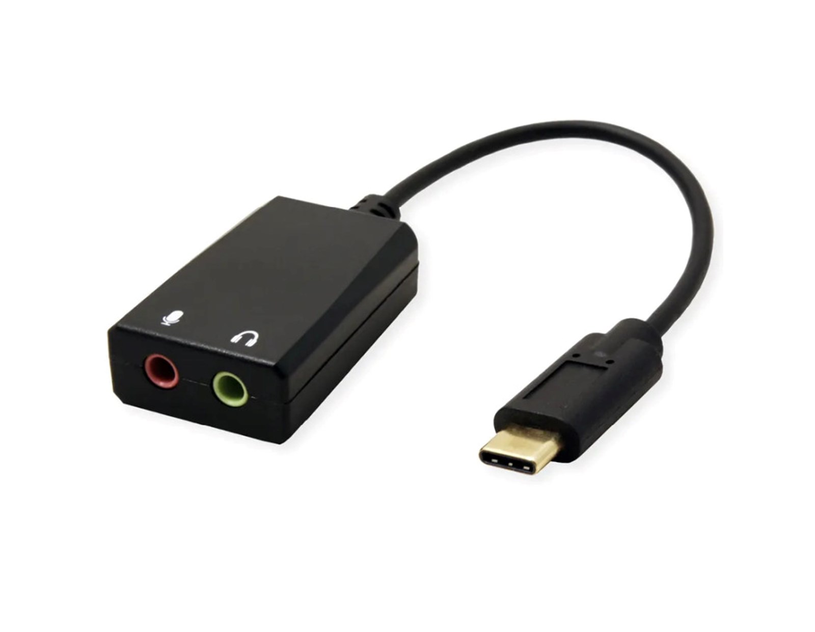Adapter USB-C - 2×3.5mm audio, M/F, 0.13 m, Roline VALUE