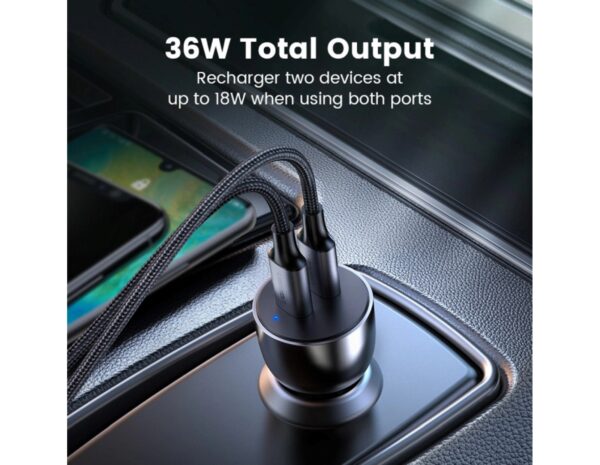 UGREEN CD213 auto punjač 50W, 2×USB-C, PD3.0/QC3.0, sivi - Slika 4