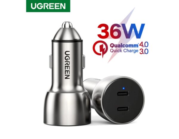 UGREEN CD213 auto punjač 50W, 2×USB-C, PD3.0/QC3.0, sivi - Slika 5