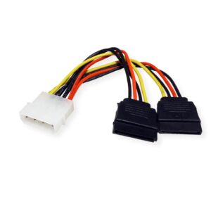 Interni Y-naponski kabel, 4-pin HDD - 2×SATA, 0.12m, Roline