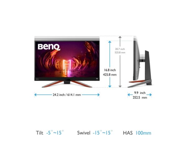 Benq 27" EX2710Q WQHD (2560×1440) IPS, 165Hz, 16:9, 2ms, 400 cd/m2, 1000:1, 2×HDMI/DP, 3×USB, zvučnici, crni - Slika 6