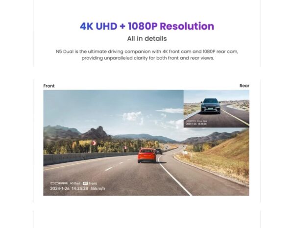 DDPAI N5 auto kamera za snimanje vožnje, 4K UHD, 140°, crna - Slika 5
