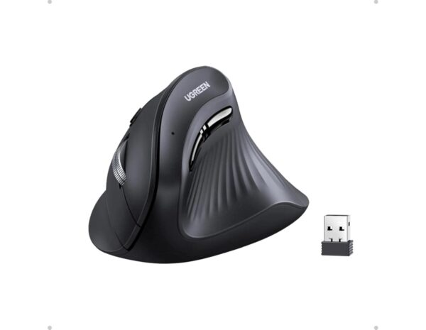 UGREEN bežični ergonomski vertikalni miš, bluetooth, 4000 DPI, USB, crni - Slika 3