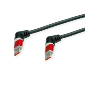 Roline 360° USB 2.0 kabel, C-C, M/M, 60W, okretni konektori, crveno/crni, 1.0m