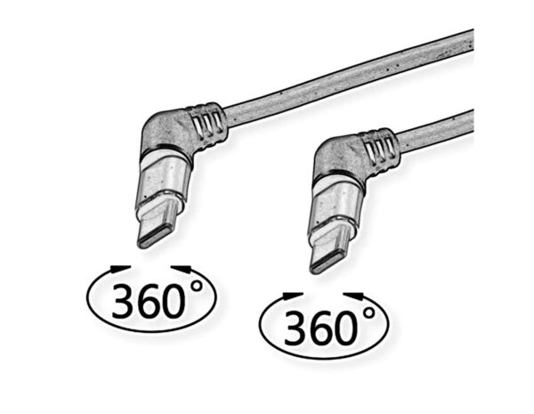 Roline 360° USB 2.0 kabel, C-C, M/M, 60W, okretni konektori, crveno/crni, 1.0m - Slika 2