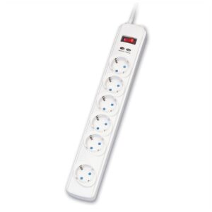 Naponska letva sa prekidačem 6 utičnica zaštićenih od prenapona, 1.8m kabel, Roline