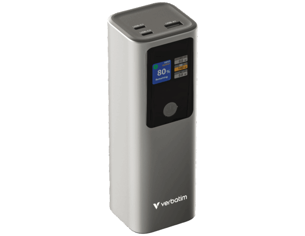 Verbatim Powerbank 27000mAH Charge 'n' Go 183W max, Dual USB-C® port, 1xUSB-A, Smart digital TFT display