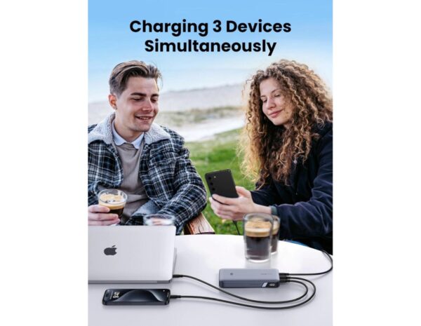 UGREEN prijenosni punjač (Powerbank) 20000mAh, 100W brzo punjenje, 2×USB-C+1×USB-A, PD 3.0+QC 3.0, srebrni - Slika 6