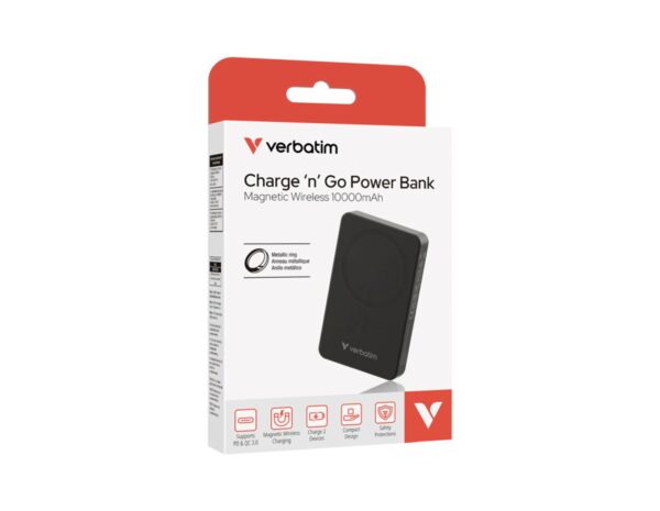 Verbatim Powerbank 10000mAH Charge 'n' Go Essentials 20W USB-C i 15W magnetsko bežično punjenje, crni - Slika 5