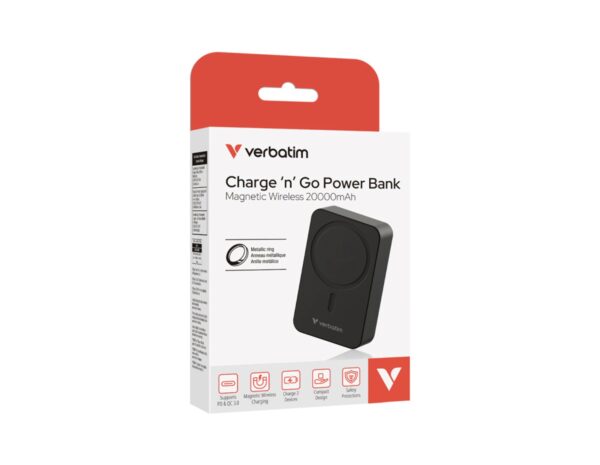 Verbatim Powerbank 20000mAH Charge 'n' Go Essentials 35W USB-C i 15W magnetsko bežično punjenje, crni - Slika 5