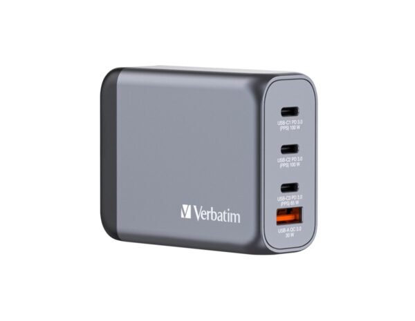 Verbatim GNC-100 GaN zidni punjač 100W, 2×USB-C PD 100W / 1×USB-C PD 65W / 1× USB-A QC3.0 - Slika 7