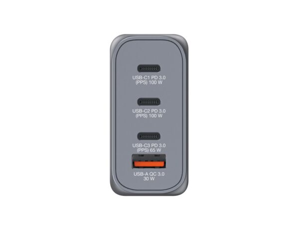 Verbatim GNC-100 GaN zidni punjač 100W, 2×USB-C PD 100W / 1×USB-C PD 65W / 1× USB-A QC3.0 - Slika 6