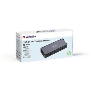 Verbatim CDS-15 portni USB-C Pro Docking Station 2 x HDMI | DP | RJ45 | USB-A 3.1 | 2 x USB-A 3.0 | USB-A 2.0 | 2 x USB-C® 3.1 | SD | microSD | Audio | USB-C PD | USB-C Host