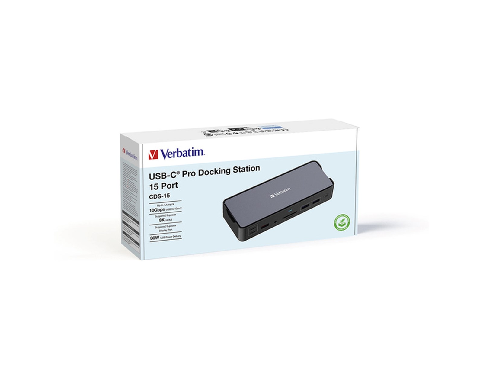 Verbatim CDS-15 portni USB-C Pro Docking Station 2 x HDMI | DP | RJ45 | USB-A 3.1 | 2 x USB-A 3.0 | USB-A 2.0 | 2 x USB-C® 3.1 | SD | microSD | Audio | USB-C PD | USB-C Host