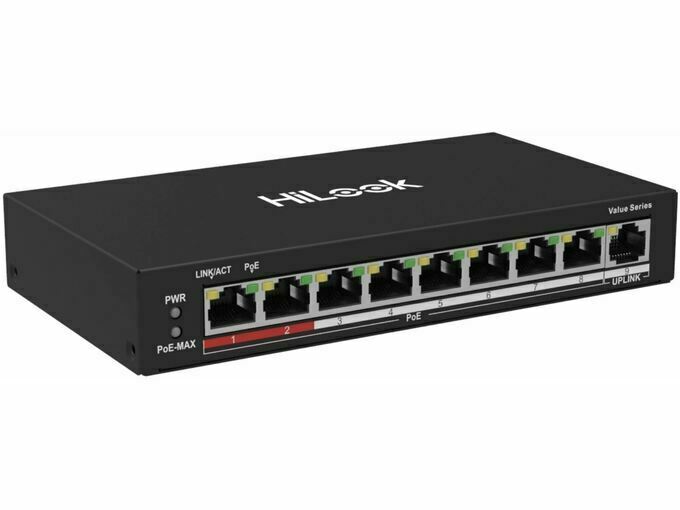 HiLook mrežni switch NS-0109P-60(B),100M 9-portni 8x PoE metalno kućište